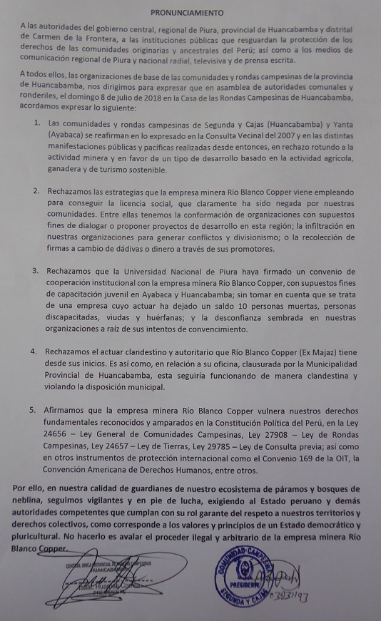 Pronunciamiento Rondas